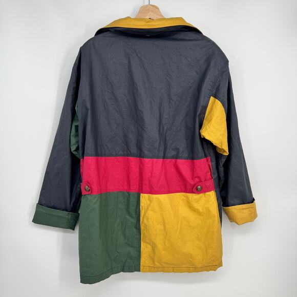 Vtg Bernardo Nautical Sailing Jacket Windbreaker Raincoat Medium Colorblock Navy - Picture 2 of 10